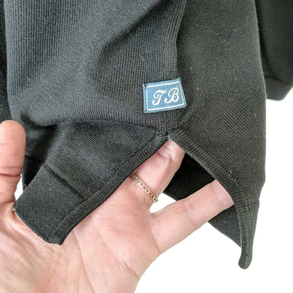 Tommy Bahama Men's 1/4 Zip Pullover Sweater Long Sleeve Black Silk‎ Nylon Medium